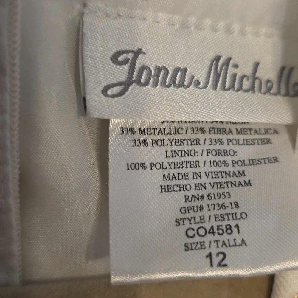 Jona Michelle Girls Cream/Gold Sequin Dress Christmas Ties Button Back Sz 12 EUC - Picture 2 of 11